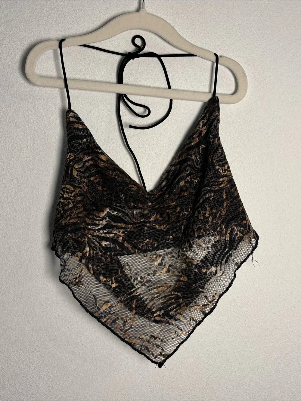 Black & Gold Animal Print Halter Top